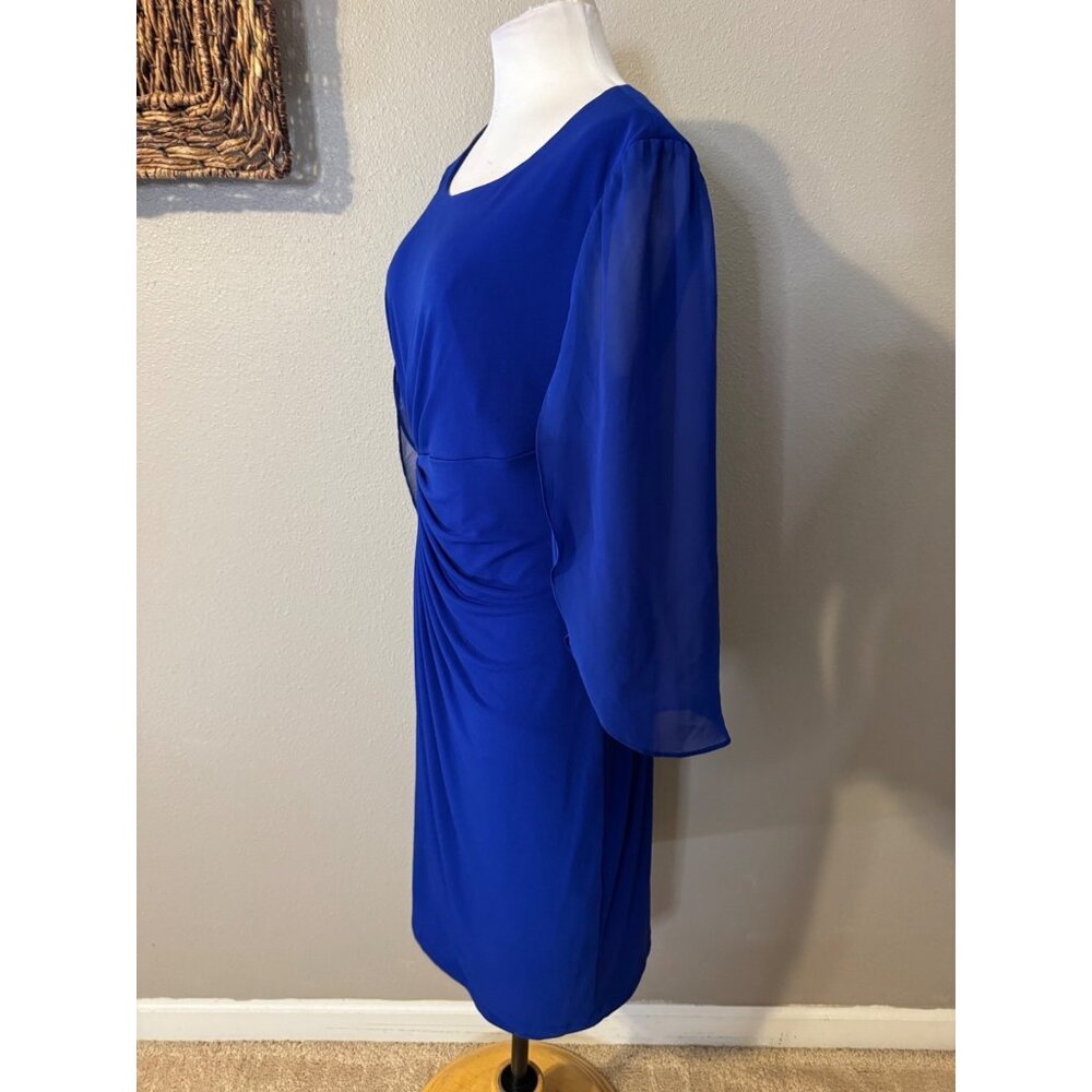 Connected Dress 12 Royal Blue Sheer 3/4 Long Sleeve Career Church Party NEW - Picture 5 of 10